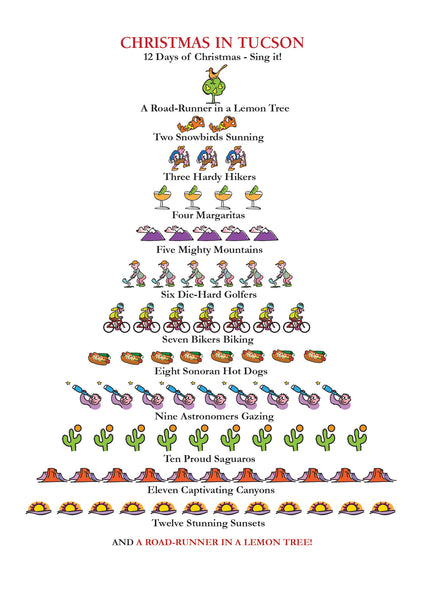 Christmas in Tucson - 12 Days of Christmas - Holiday Greeting Card 2018 - Pack of 10