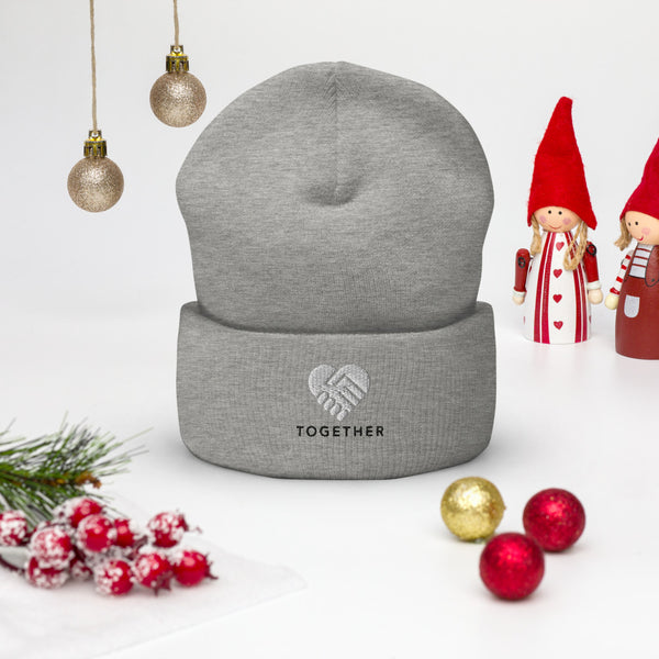 Embroidered "Together" Beanie in Gray