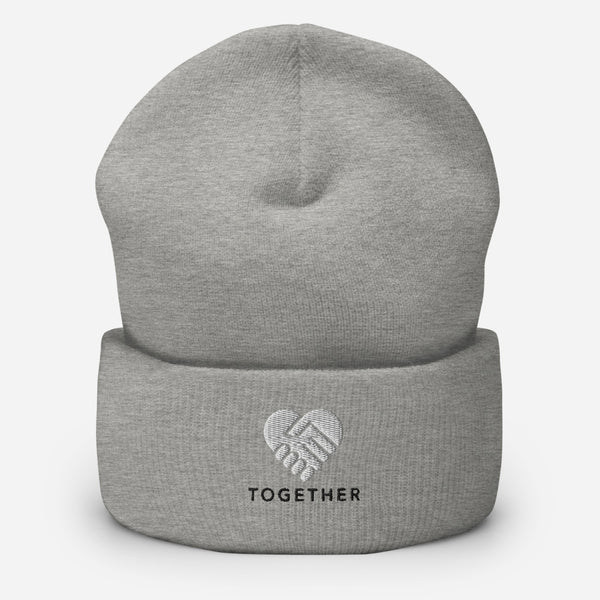 Embroidered "Together" Beanie in Gray