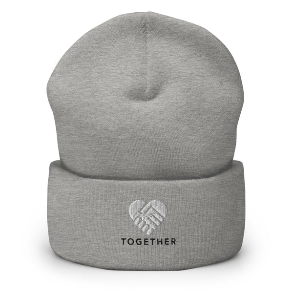 Embroidered "Together" Beanie in Gray